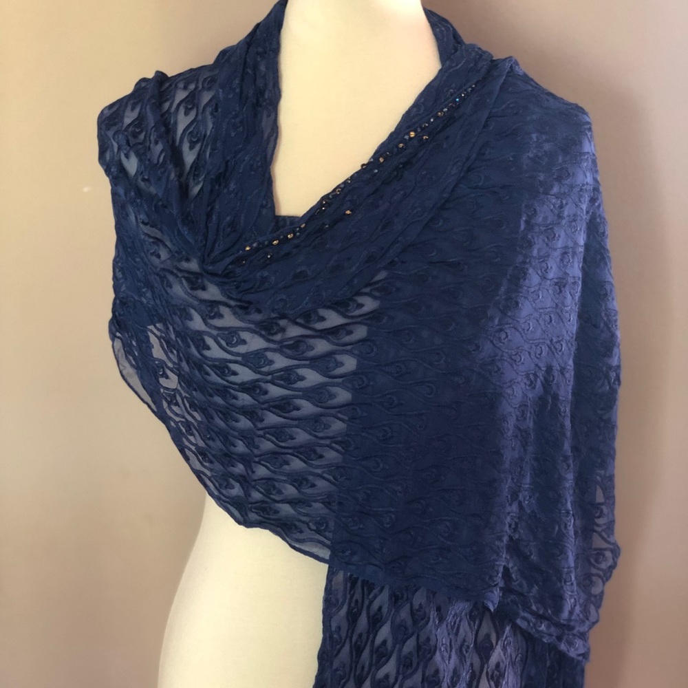 Blue beaded shawl